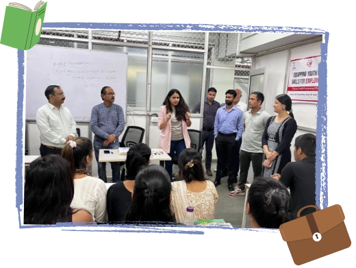 Youth learning industry-relevant skills at a skilling and employment workshop by Atulya Foundation in partnership with CAF India in Delhi NCR.
