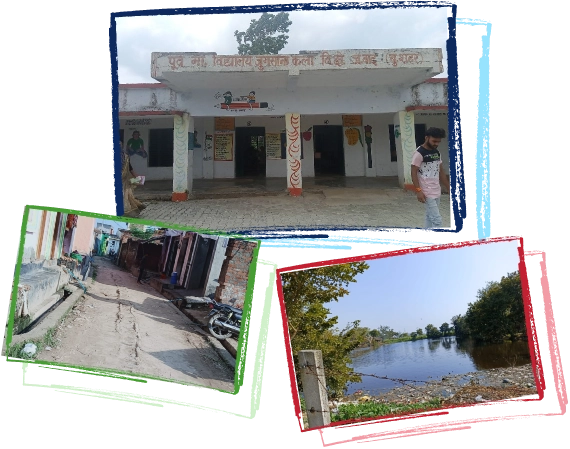  Depiction of rural challenges such as lack of infrastructure and basic amenities, highlighting the need for development.