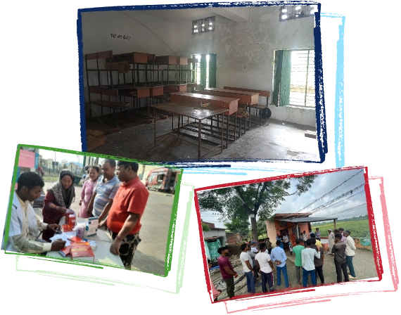 Visual representation of issues faced by rural populations, including limited access to education and healthcare.