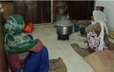 Children studying in outdoor or informal settings due to lack of school facilities.